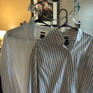 Gap Women’s Big Shirt large-one white and one tan striped -all cotton
